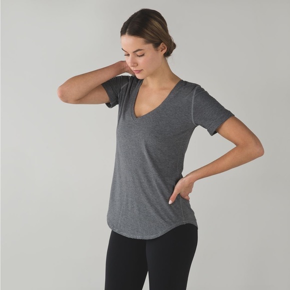 Lululemon Love Tee II - Gray & Black Stripe - Picture 1 of 3